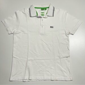 Hugo Boss Paddy Pro Golf Polo Piqué White Green Trim Small